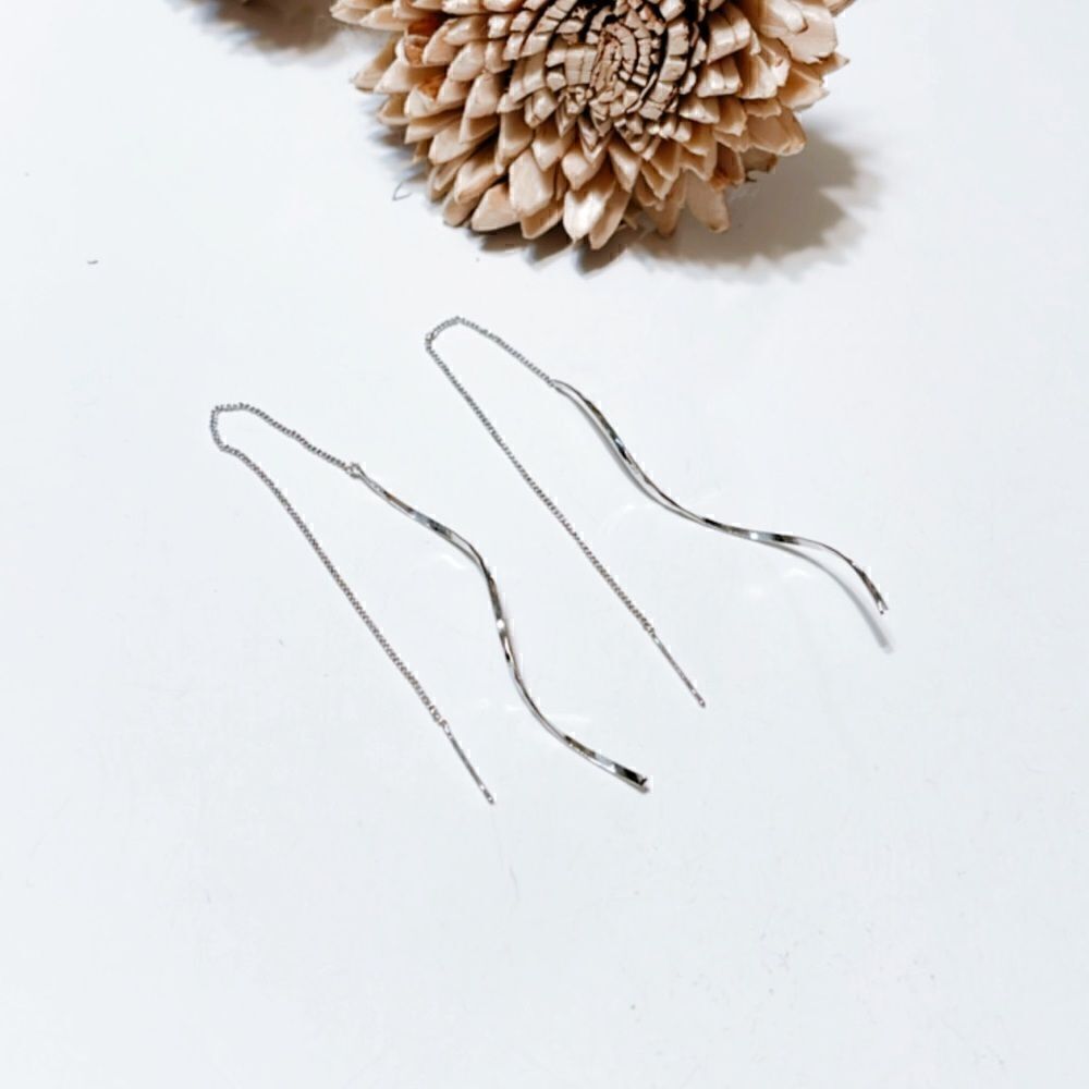 Silver threader earrings M263 - Picture 2 of 4